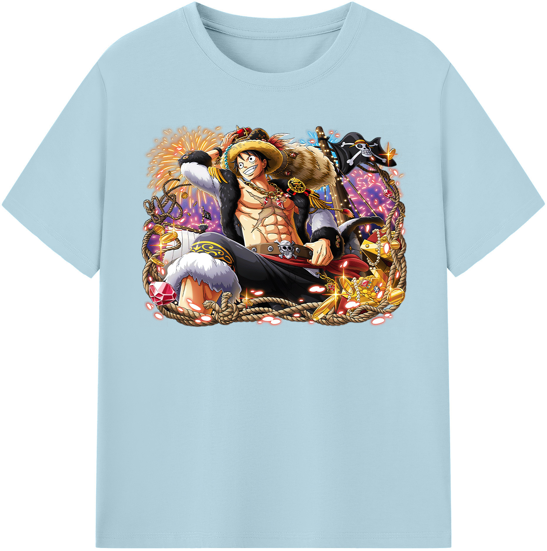 ワンピース モンキー・D・ルフィ ONE PIECE Monkey D. Luffy 綿100％半袖Tシャツ（フロントプリント）